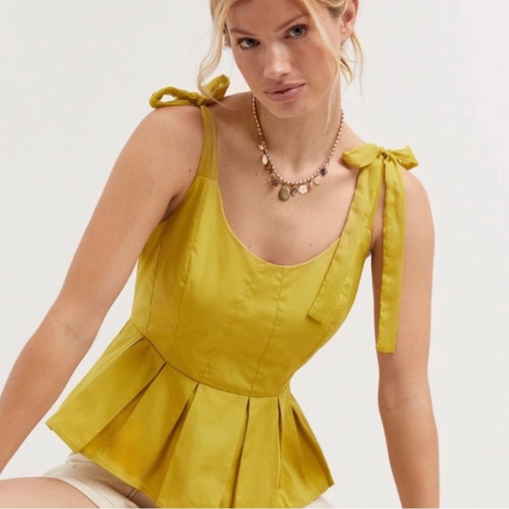 Anthropologie Tie Strap Peplum Top, Size M